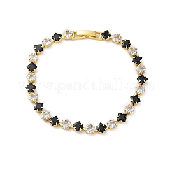 Brass Rhombus Cubic Zirconia Cup Chain Necklaces for Women&nbsp;NJEW-U033-01G-03