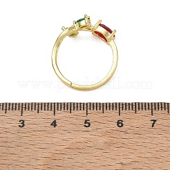 Flower Brass Glass Adjustable Finger Rings&nbsp;GL-CBA18A7-01G-03