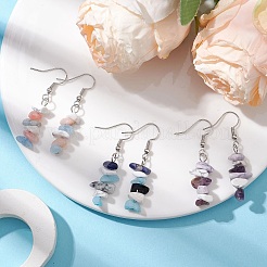 Natural Aquamarine & Pink Opal & White Jade & Sodalite & Amethyst & Purple Turquoise Dangle Earrings&nbsp;EJEW-JE06127