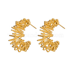 Wire Wrapped Hollow C-Shaped 304 Stainless Steel Stud Earrings&nbsp;LS-VV9259