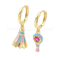 Brass Micro Pave Cubic Zirconia Dangle Hoop Earrings for Women&nbsp;EJEW-A168-07G-02
