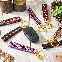 7Pcs Vintage Polyester Ribbon Keychain&nbsp;KEYC-TAC00047
