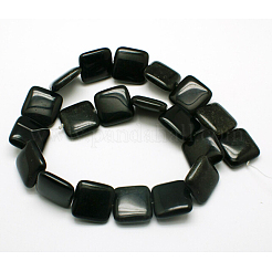 Natural Square Obsidian Beads Strands&nbsp;G-L253-07