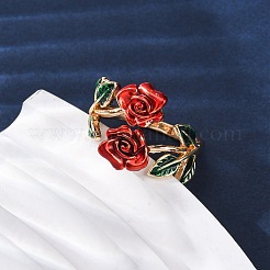 Zinc Alloy Enamel Open Cuff Rings for Women&nbsp;RJEW-U058-01G