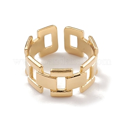 Ion Plating(IP) 304 Stainless Steel Hollow Out Rectangle Open Cuff Rings for Women&nbsp;RJEW-G285-55G
