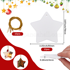 12Pcs Blank Porcelain Sheet Pendant Decorations&nbsp;AJEW-SP0001-56B