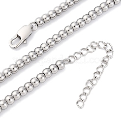 4MM Solid Round 304 Stainless Steel Beaded Necklaces&nbsp;NJEW-Q013-10P