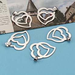 Tarnish Resistant Heart to Heart 201 Stainless Steel Pendants&nbsp;STAS-I032-122