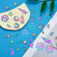 40Pcs 5 Style Ion Plating(IP) 201 Stainless Steel Pendants&nbsp;STAS-SZ0002-68