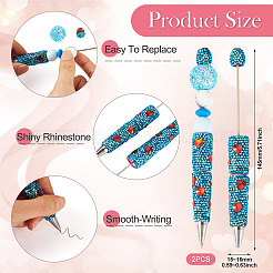 2Pcs Polymer Clay Rhinestones Ball-Point Pen&nbsp;OFST-TA0001-02