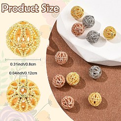 12Pcs 3 Colors Rack Plating Brass Hollow Beads&nbsp;KK-YW0003-95
