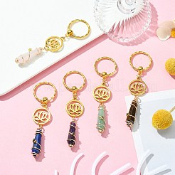 Wire Wrapped Bullet Natural Gemstone Keychains&nbsp;KEYC-JKC00495