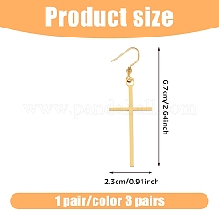 3Pcs 3 Colors Stainless Steel Dangle Earrings&nbsp;EJEW-FI0003-04