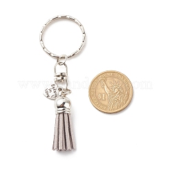 Faux Suede Tassel & Tibetan Style Alloy Pendant Keychain&nbsp;KEYC-JKC00342