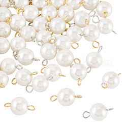 40Pcs 2 Colors Shell Pearl Round Connector Charms&nbsp;PALLOY-TA00341