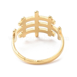 Ion Plating(IP) 304 Stainless Steel Hollow Out Rectangle Adjustable Ring for Women&nbsp;RJEW-I097-04G