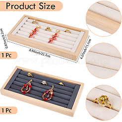2Pcs 2 Colors Rectangle Wood Covered with Velvet Ring Display Trays&nbsp;ODIS-BBC0001-04
