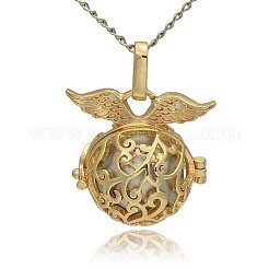 Golden Tone Brass Hollow Round Cage Pendants&nbsp;KK-J230-10G