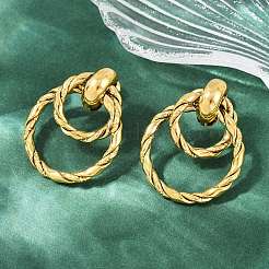 304 Stainless Steel Twist Double Ring Dangle Stud Earrings&nbsp;EJEW-K268-30G