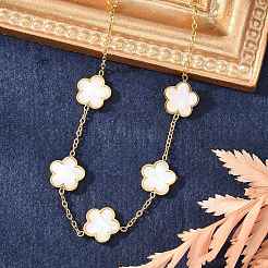 Flower Shell Link Chain Bracelets&nbsp;BJEW-K247-01G-06