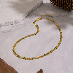 304 Stainless Steel Enamel Green Leaf Link Chain Necklaces for Women&nbsp;OR8327