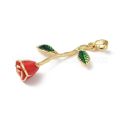 Brass Red Enamel Pendants&nbsp;KK-I371-03G