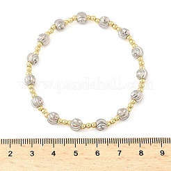 Brass Round Beaded Stretch Bracelets for Women Men&nbsp;BJEW-Z129-01GP