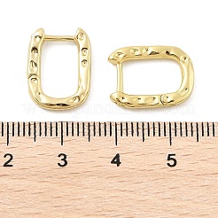Textured Rectangle Brass Hoop Earrings&nbsp;EJEW-B007-02G
