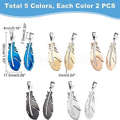 10Pcs 5 Colors 201 Stainless Steel Pendants&nbsp;STAS-UN0035-66