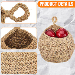3Pcs 3 Styles Handmade Woven Cotton Fruit Net Hanging Baskets&nbsp;AJEW-GF0011-57A