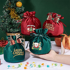 4Pcs 4 Styles Christmas Velvet Candy Apple Bags&nbsp;TP-BC0001-05