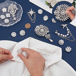 16Pcs 5 Styles Flower Alloy Rhinestone Brooches for Clothes&nbsp;JEWB-NB0001-26P