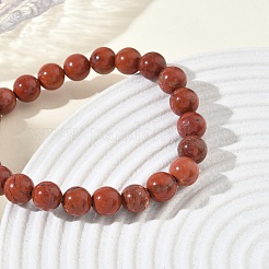Natural Red Jasper Round Beaded Stretch Bracelets&nbsp;GG-CBA12F1-02A-02