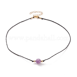 Faceted Natural Dyed Gemstone Pendant Necklaces&nbsp;NJEW-JN03230