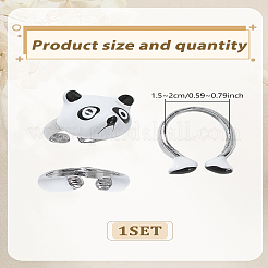 1Set Cartoon Alloy Adjustable Cuff Rings Sets&nbsp;RJEW-LP0005-01