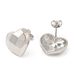 Brass Faceted Heart Stud Earrings for Women&nbsp;EJEW-K248-10P