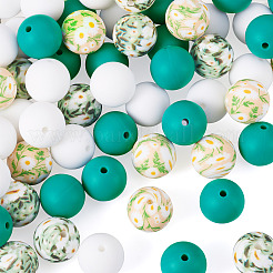 60pcs 4 Styles Silicone Beads Round Rubber Bead 15MM Loose Spacer Beads for DIY Supplies Jewelry Keychain Making&nbsp;FIND-TA0010-30A