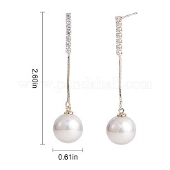 Clear Cubic Zirconia Tassel with Imitation Pearl Dangle Stud Earrings&nbsp;JE1050A