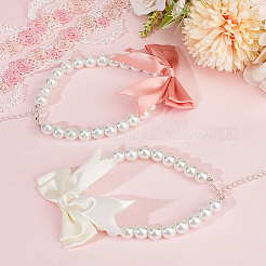 2Pcs 2 Colors Glass Pearl Beaded Necklaces&nbsp;NJEW-DR00005