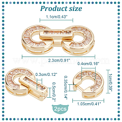 Brass Pave Clear Cubic Zirconia Fold Over Clasps&nbsp;FIND-WH0156-22G
