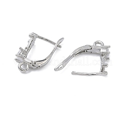 Brass Micro Pave Clear Cubic Zirconia Hoop Earring Findings&nbsp;KK-Z143-07P