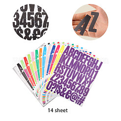 14 Sheets 14 Colors Vinyl Waterproof Cute Letter Decorative Sticker Labels&nbsp;DIY-GL0004-61
