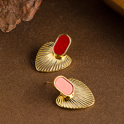 Oval with Heart Alloy Dangle Stud Earrings&nbsp;FS-WG677E1-01