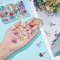 80Pcs 10 Colors Butterfly Two Tone Transparent Spray Painted Glass Pendant Decorations&nbsp;PALLOY-HY00058
