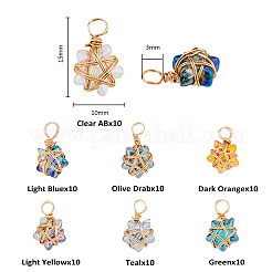 70Pcs 7 Color Copper Wired Wrapped Glass Pendants&nbsp;PALLOY-FH00011