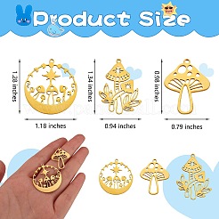 12Pcs 6 Style 201 Stainless Steel Pendants&nbsp;STAS-SZ0002-12