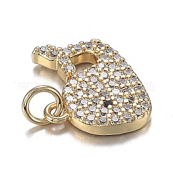 Brass Micro Clear & Black Cubic Zirconia Charms&nbsp;ZIRC-F120-058G