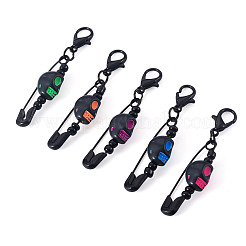 20Pcs Halloween Skull Acrylic & Iron Safety Pins Pendant Decorations&nbsp;HJEW-TA00387