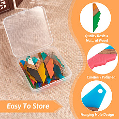 20Pcs 10 Colors Transparent Resin & Walnut Wood Big Pendants&nbsp;RESI-TA0001-73