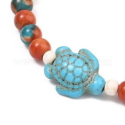 2Pcs Synthetic Ocean White Jade & Synthetic Turquoise Turtle Beads Stretch Bracelets for Women Men&nbsp;BJEW-JB13640